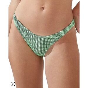 Cotton On Textured Brazilian Bikini Bottom Lime Green High Cut Cheeky Swim NWT L